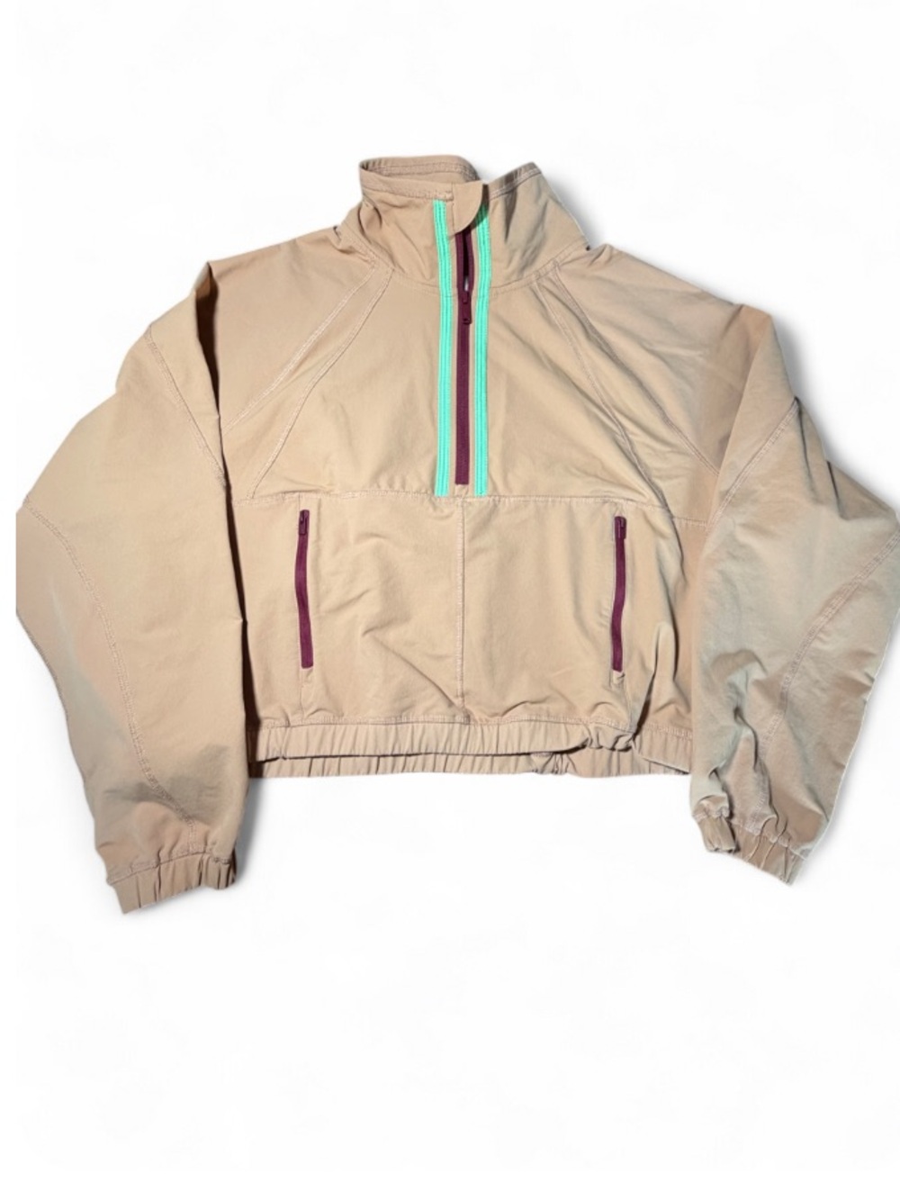 Free People FP Movement So Fly Half Zip Jacket Tan Pullover Medium M - Picture 5 of 8